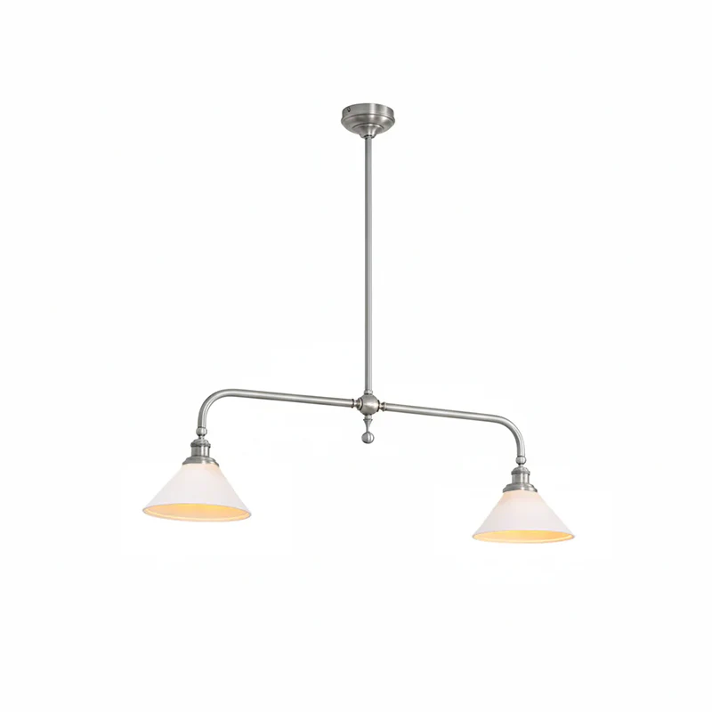 Symmetric Taper Bar Pendant Light for Kitchen Island by AUVIELIGHT, 2 heads L 102cm x W 23cm x H 30cm / L 40.1″ x W 9.1″ x H 11.8″ / Nickel