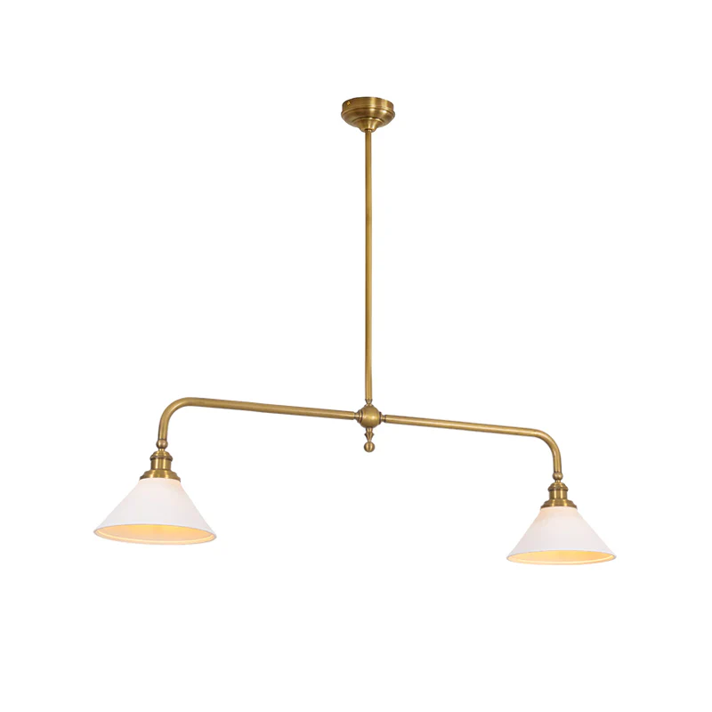 Symmetric Taper Bar Pendant Light for Kitchen Island by AUVIELIGHT, 2 heads L 120cm x W 23cm x H 30cm / L 47.2″ x W 9.1″ x H 11.8″ / Nickel