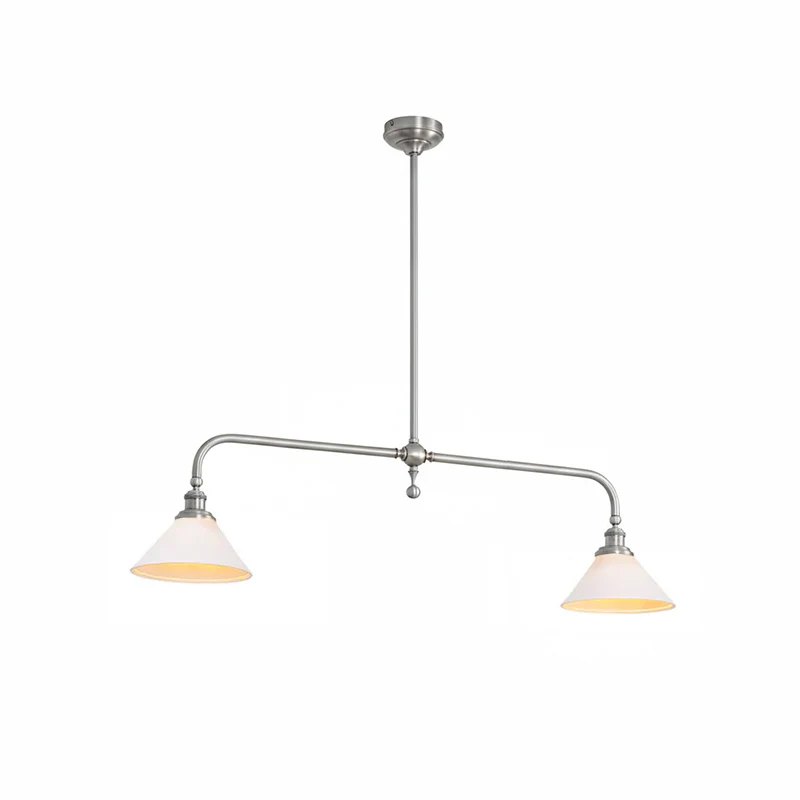 Symmetric Taper Bar Pendant Light for Kitchen Island by AUVIELIGHT, 2 heads L 120cm x W 23cm x H 30cm / L 47.2″ x W 9.1″ x H 11.8″ / Nickel
