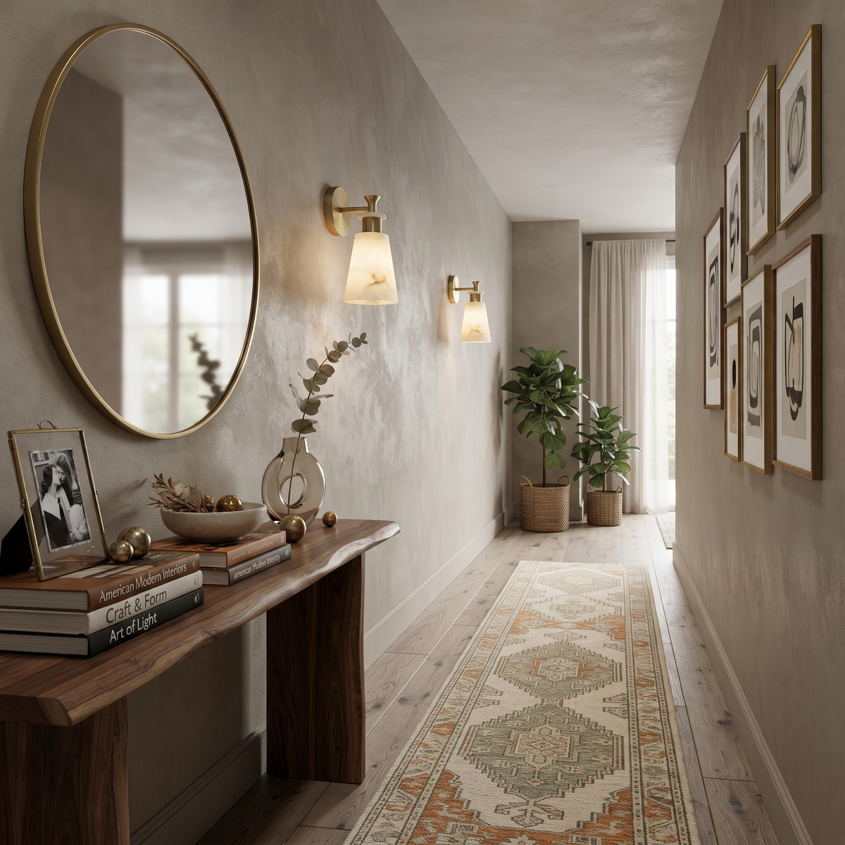 Tapered Wall Sconce in alabaster for Hallway by AUVIELIGHT