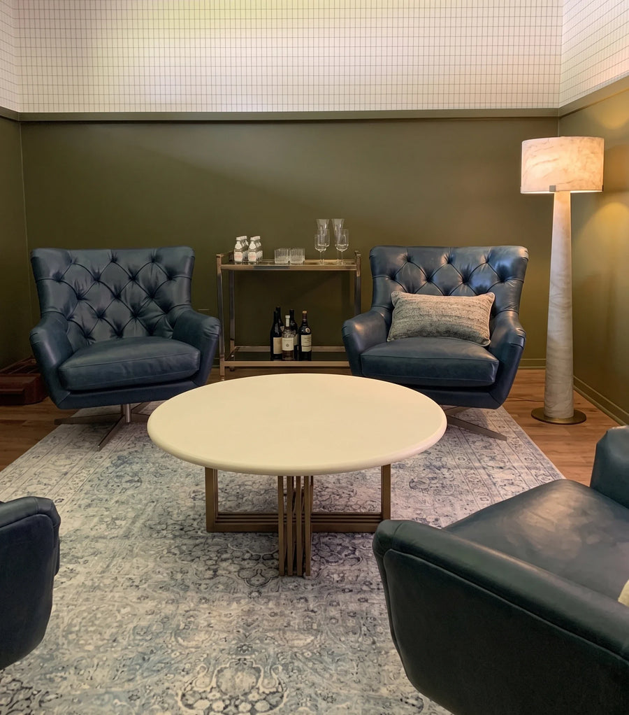 Tapered Drum Floor Lamp in alabaster for Living Room by AUVIELIGHT