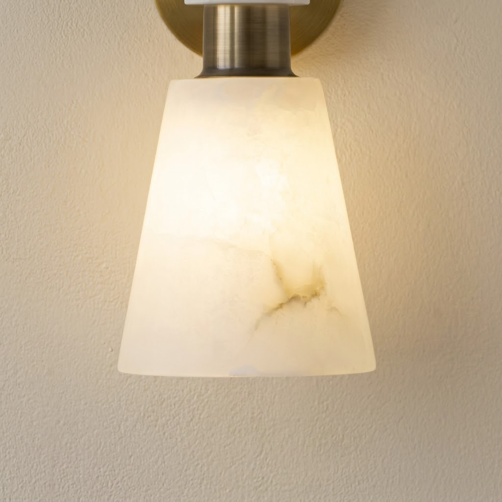Tapered Wall Sconce in alabaster for Hallway by AUVIELIGHT