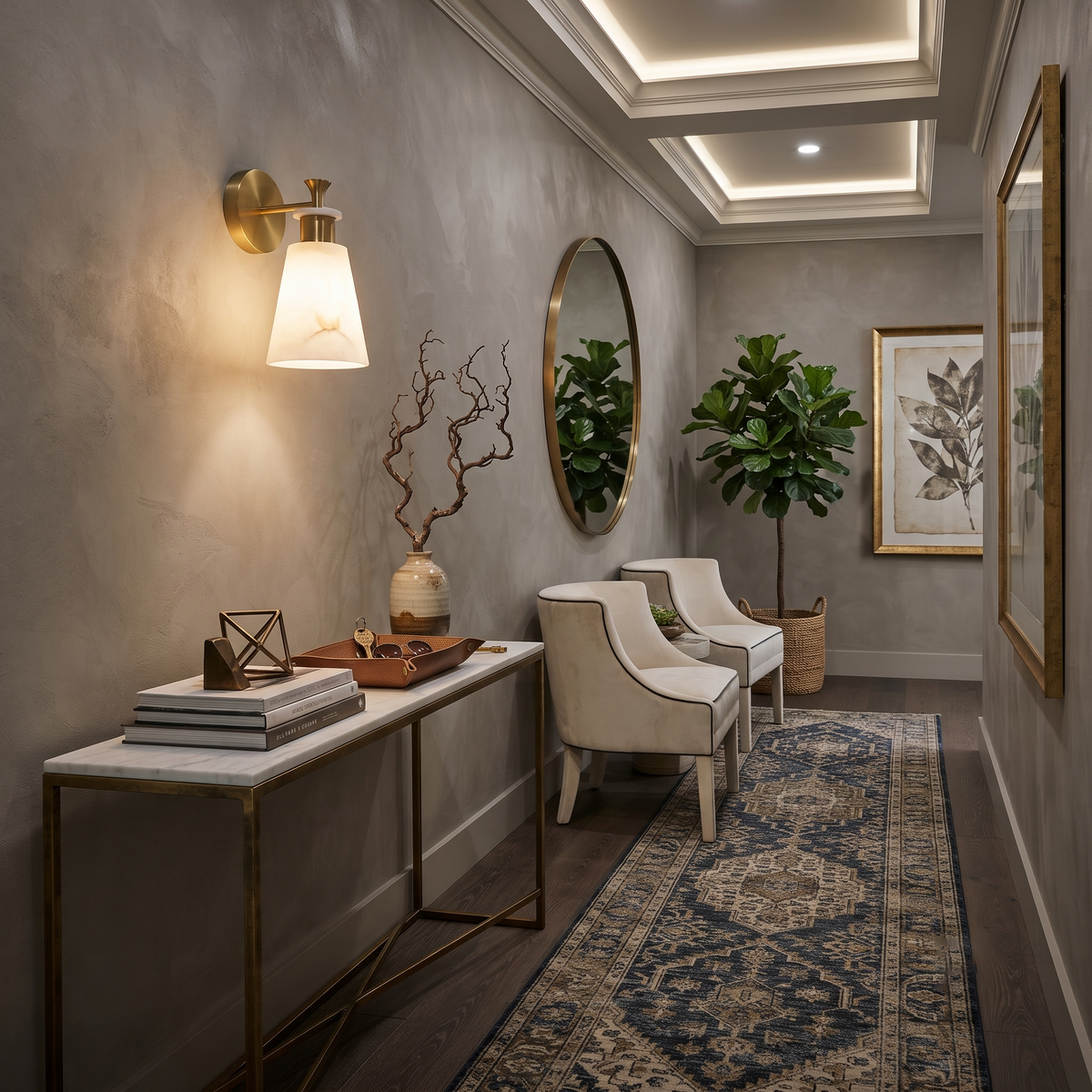 Tapered Wall Sconce in alabaster for Hallway by AUVIELIGHT