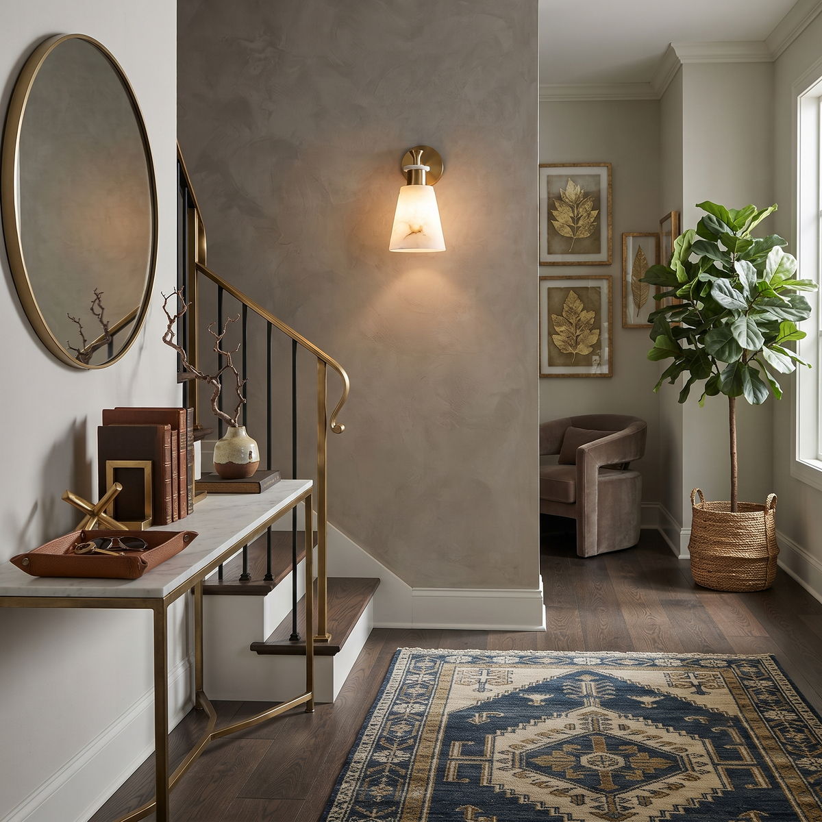 Tapered Wall Sconce in alabaster for Hallway by AUVIELIGHT