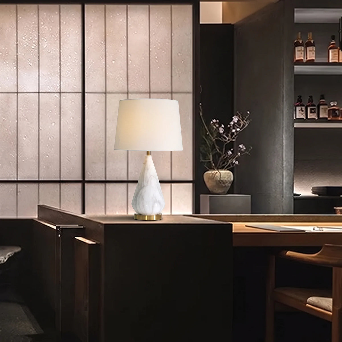 Tapered Table Lamp in alabaster for Living Room by AUVIELIGHT
