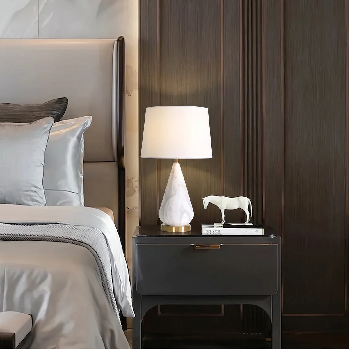 Tapered Table Lamp in alabaster for Living Room by AUVIELIGHT