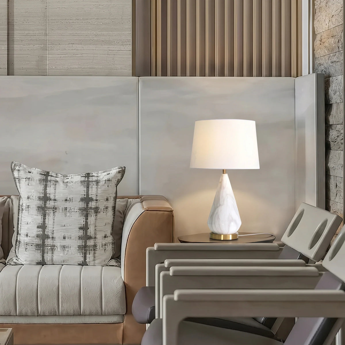 Tapered Table Lamp in alabaster for Living Room by AUVIELIGHT