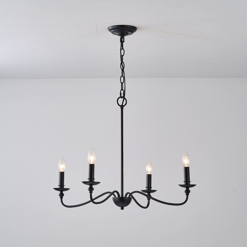 Thalia Candle Chandelier for Dining Room by AUVIELIGHT, Dia 76cm x H 42cm / ∅ 29.9″ x H 16.5″ / Black