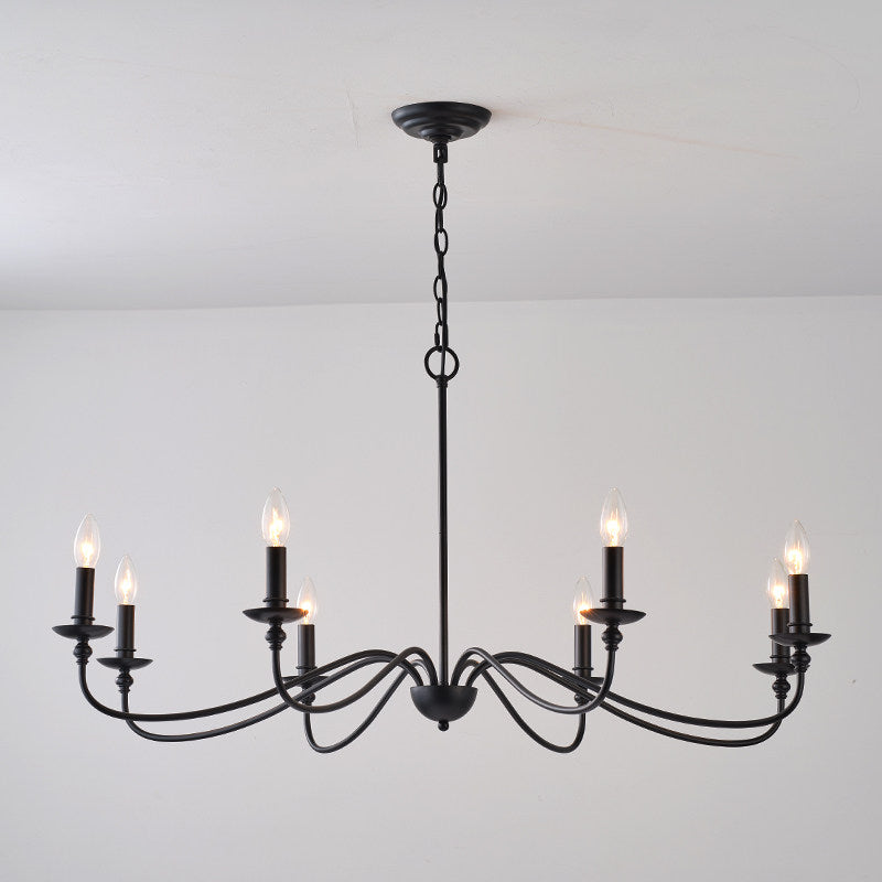 Thalia Candle Chandelier for Dining Room by AUVIELIGHT, Dia 106cm x H 42cm / ∅ 41.7″ x H 16.5″ / Black