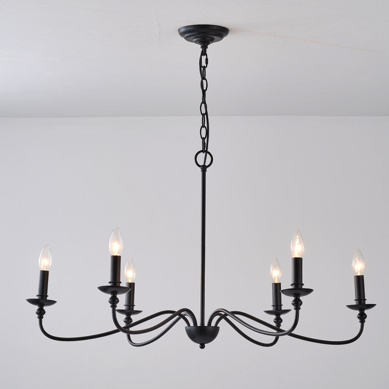 Thalia Candle Chandelier for Dining Room by AUVIELIGHT, Dia 96cm x H 42cm / ∅ 30.3″ x H 16.5″ / Black
