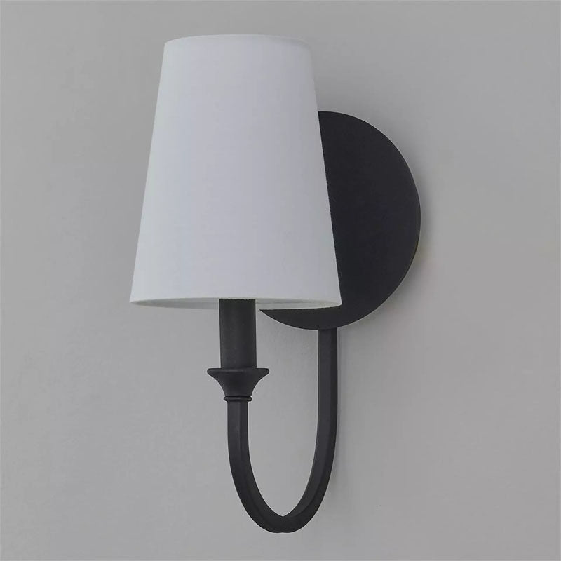 Thalia Dual Wall Sconce in linen for Hallway by AUVIELIGHT, Dia 13cm x H 29cm / ∅ 5.1″ x H 11.4″ / Black & White