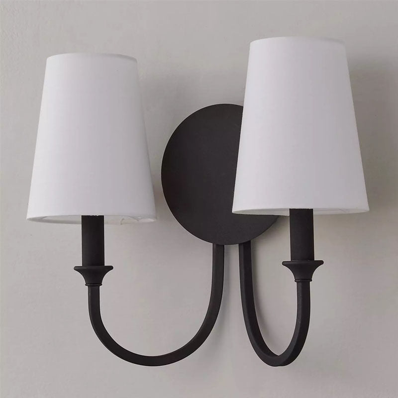 Thalia Dual Wall Sconce in linen for Hallway by AUVIELIGHT, Dia 33cm x H 29cm / ∅ 13″ x H 11.4″ / Black & White