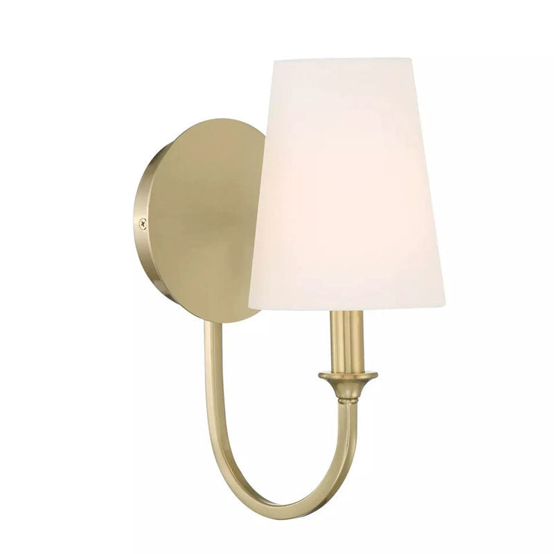 Thalia Dual Wall Sconce in linen for Hallway by AUVIELIGHT, Dia 13cm x H 29cm / ∅ 5.1″ x H 11.4″ / Gold & White