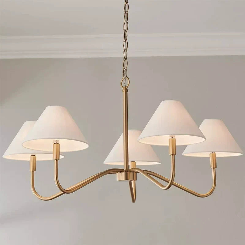 Thalia Shaded Chandelier in linen for Dining Room by AUVIELIGHT