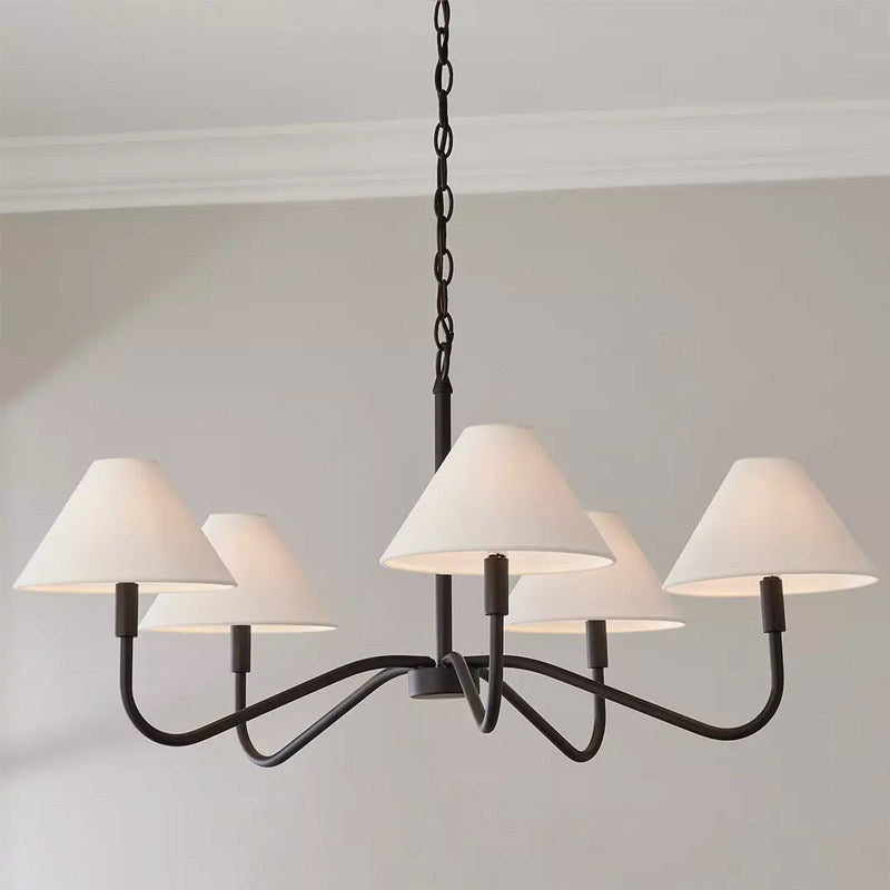 Thalia Shaded Chandelier in linen for Dining Room by AUVIELIGHT