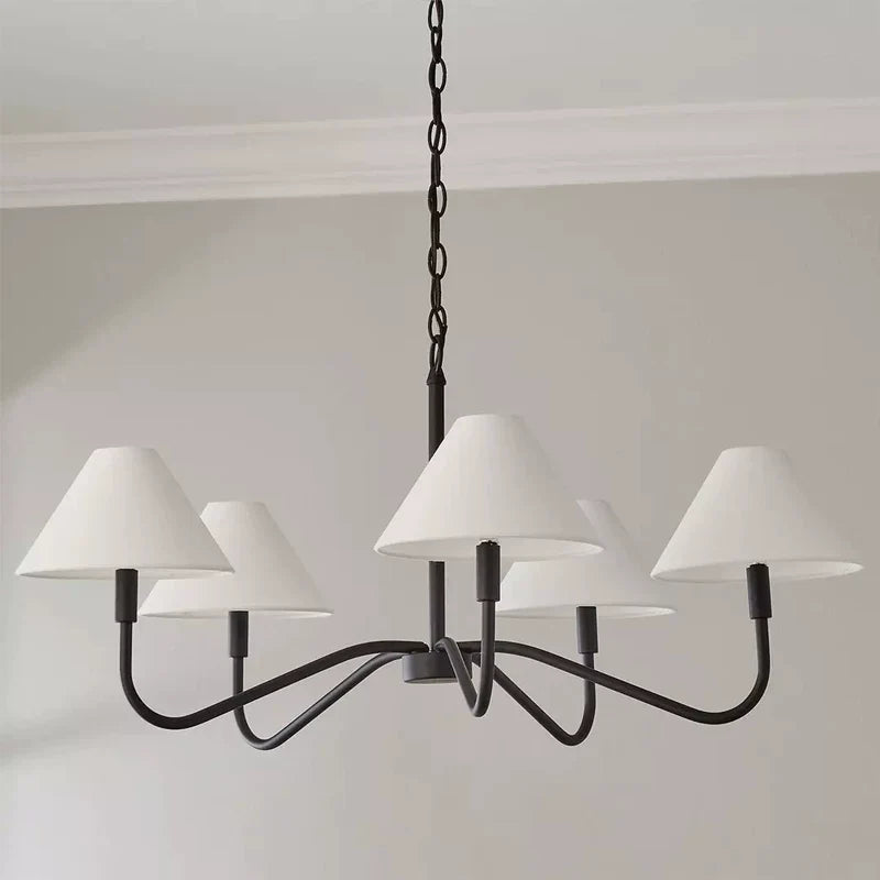 Thalia Shaded Chandelier in linen for Dining Room by AUVIELIGHT