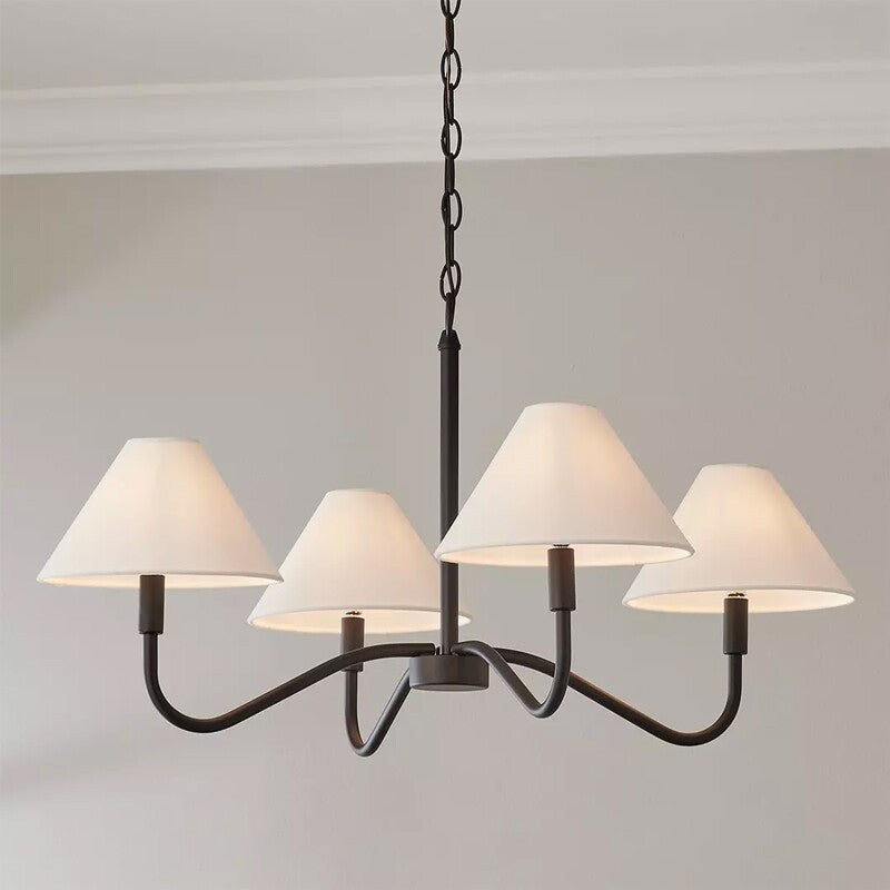 Thalia Shaded Chandelier in linen for Dining Room by AUVIELIGHT