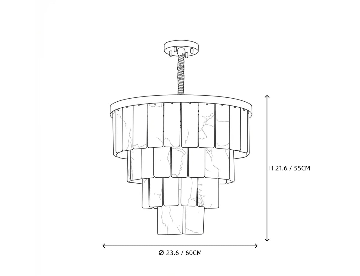 Tiered Chandelier in alabaster for Dining Room by AUVIELIGHT