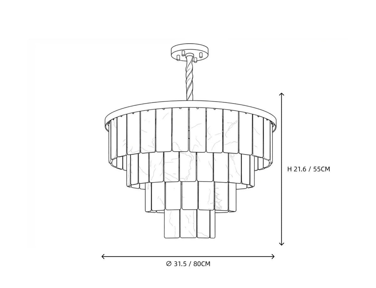Tiered Chandelier in alabaster for Dining Room by AUVIELIGHT