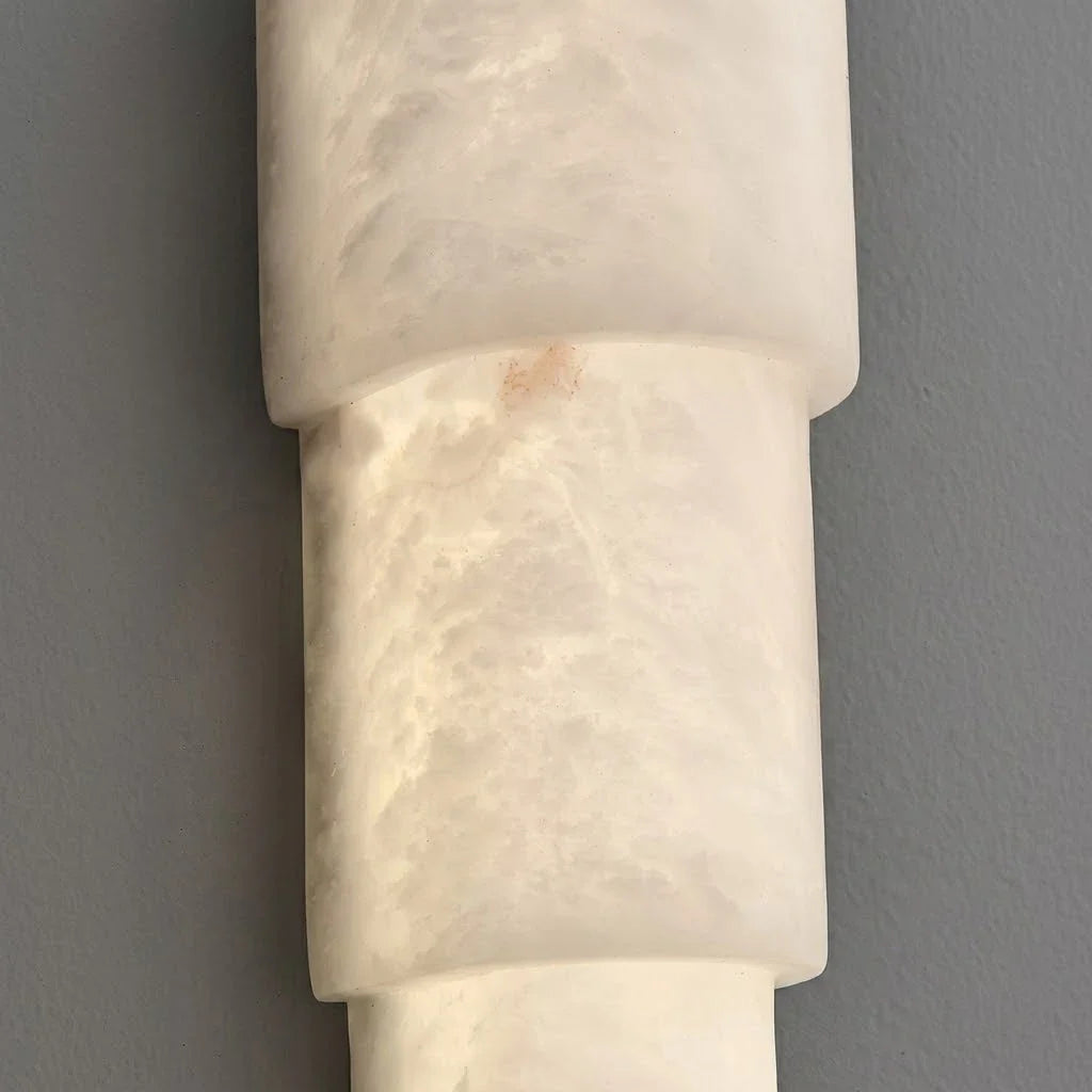 Tiered Column Wall Sconce in alabaster for Hallway by AUVIELIGHT