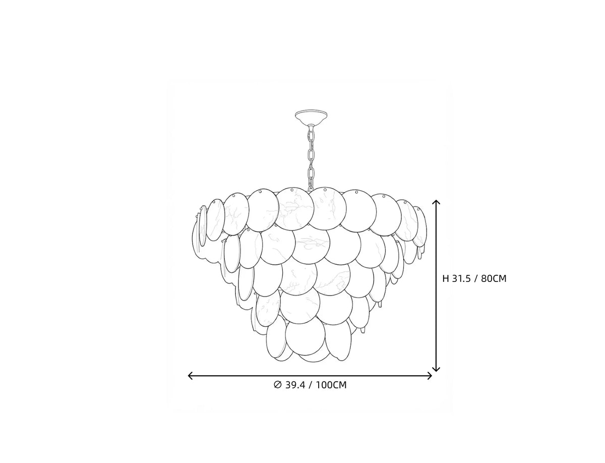 Tiered Disc Chandelier in alabaster for Dining Room by AUVIELIGHT