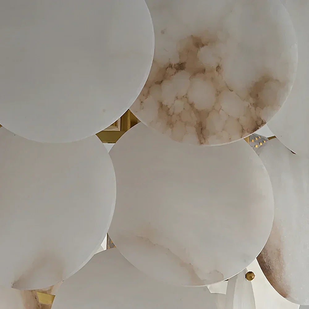 Tiered Disc Chandelier in alabaster for Dining Room by AUVIELIGHT