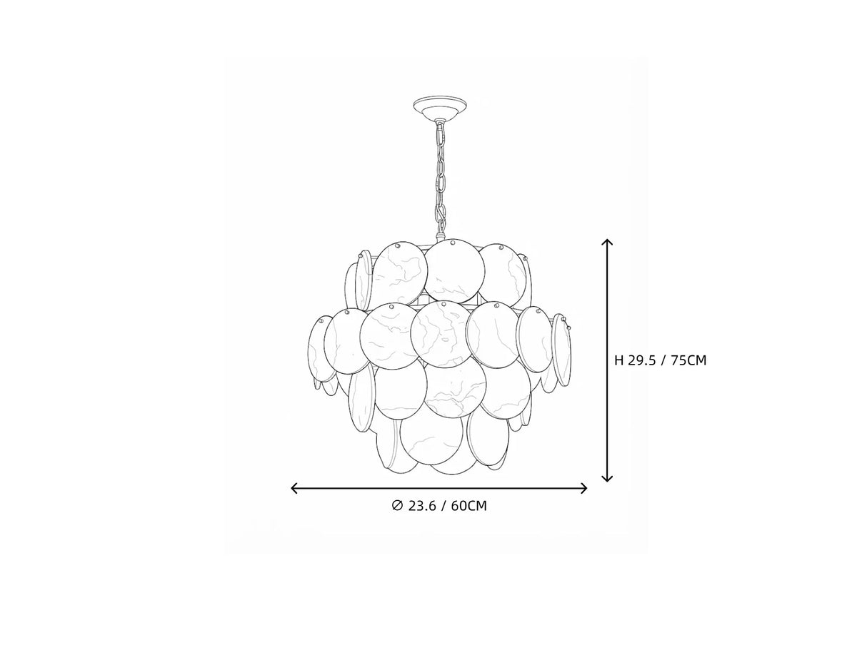 Tiered Disc Chandelier in alabaster for Dining Room by AUVIELIGHT