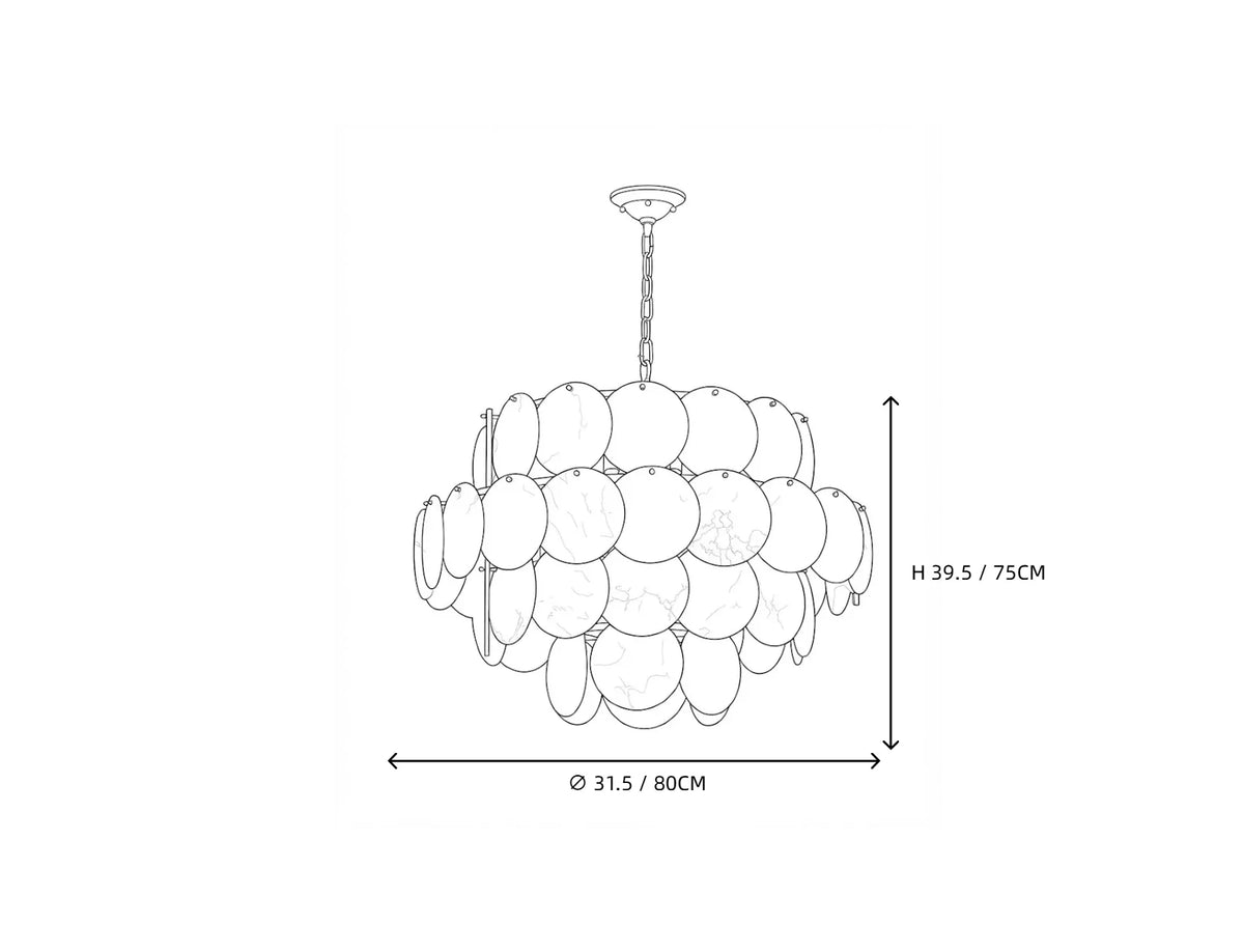 Tiered Disc Chandelier in alabaster for Dining Room by AUVIELIGHT