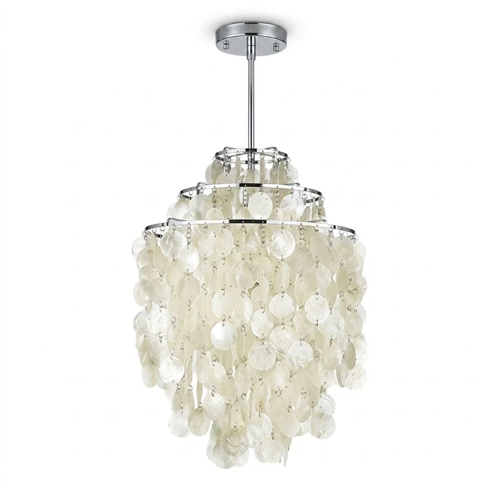 Capiz Tiered Pendant Light in brass for Kitchen Island by AUVIELIGHT, Third floor Ø 13 × 20.9 / Chrome and 1 other sizes