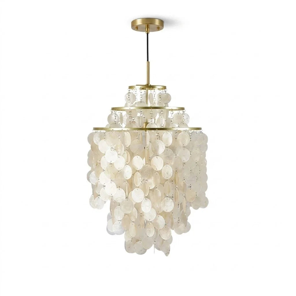 Capiz Tiered Pendant Light in brass for Kitchen Island by AUVIELIGHT, Third floor Ø 13 × 20.9 / Gold and 1 other sizes