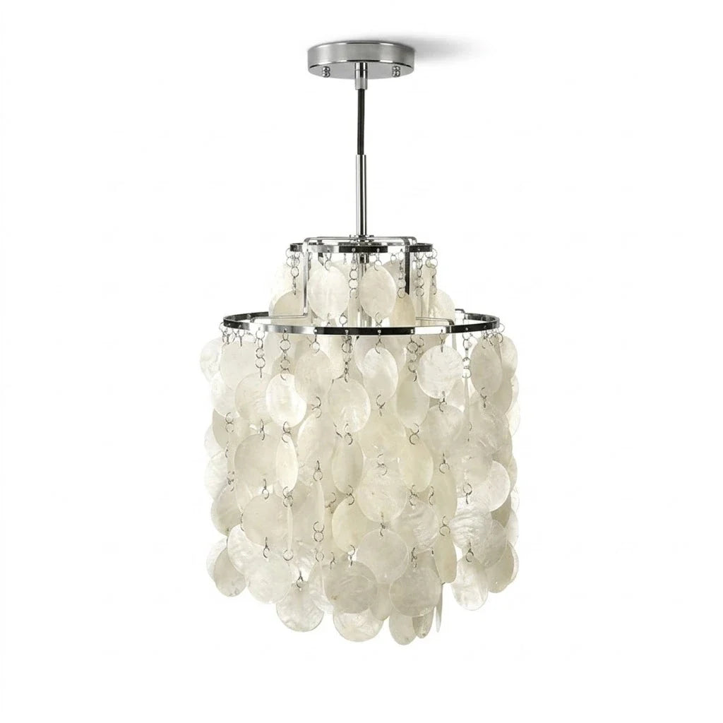Capiz Tiered Pendant Light in brass for Kitchen Island by AUVIELIGHT, Double-layer Ø 11.1 × 16.2 / Chrome