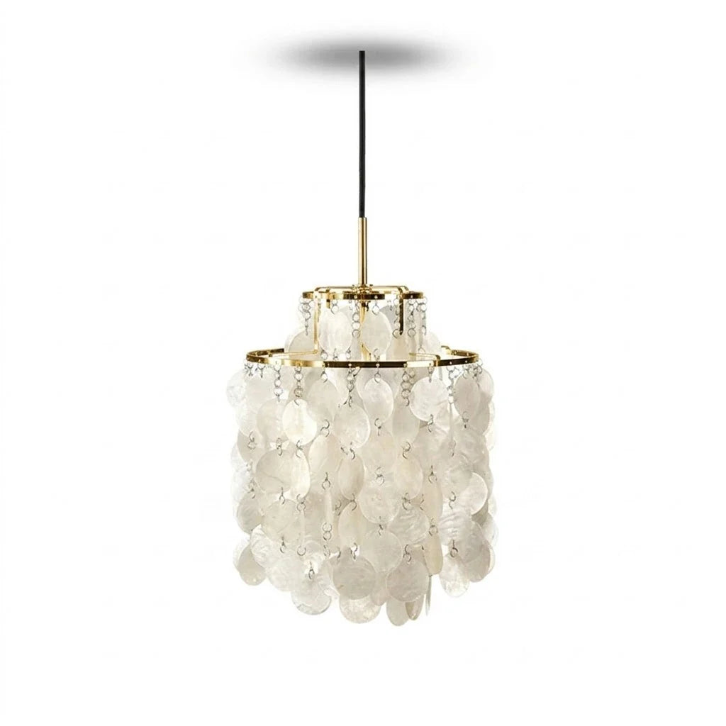 Capiz Tiered Pendant Light in brass for Kitchen Island by AUVIELIGHT, Double-layer Ø 11.1 × 16.2 / Gold
