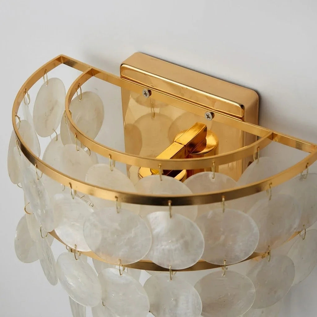 Tiered Shell Flush Mount in brass for Low Ceilings by AUVIELIGHT