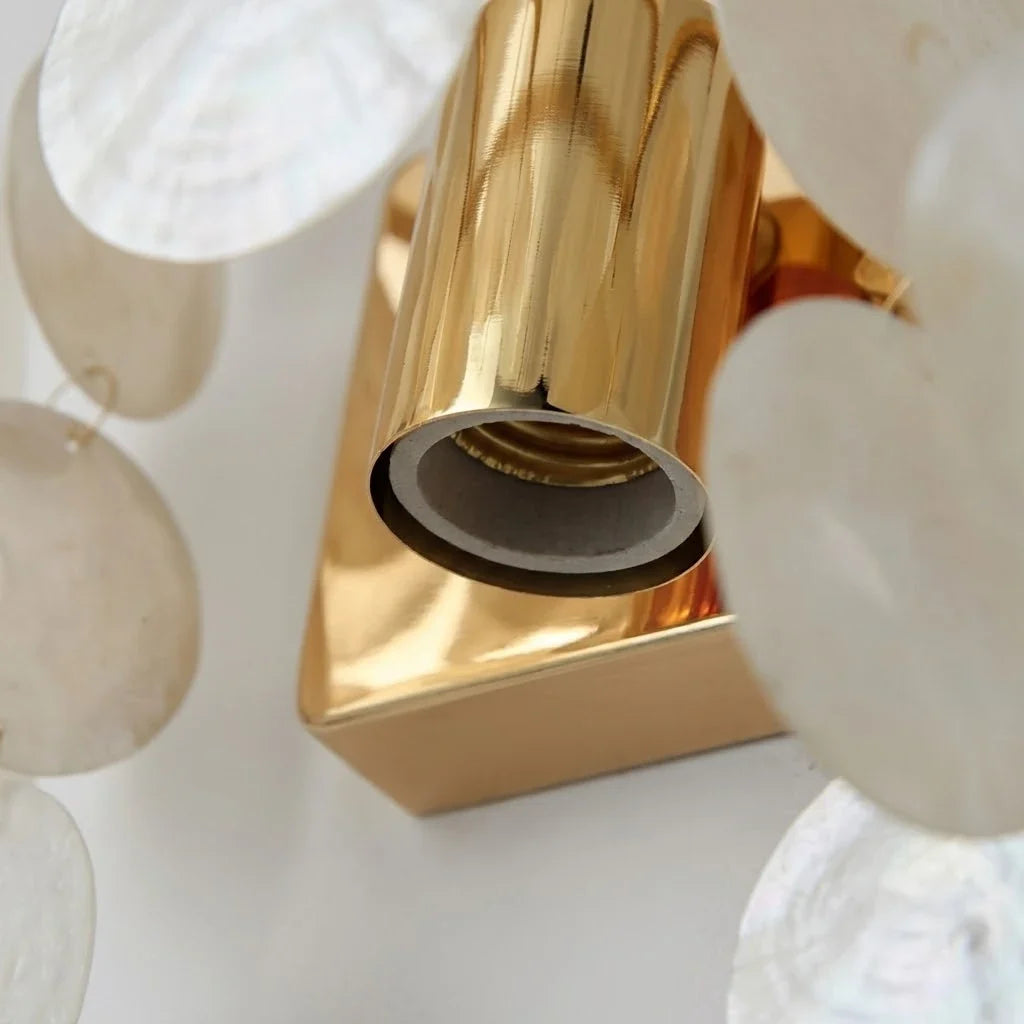 Tiered Shell Flush Mount in brass for Low Ceilings by AUVIELIGHT