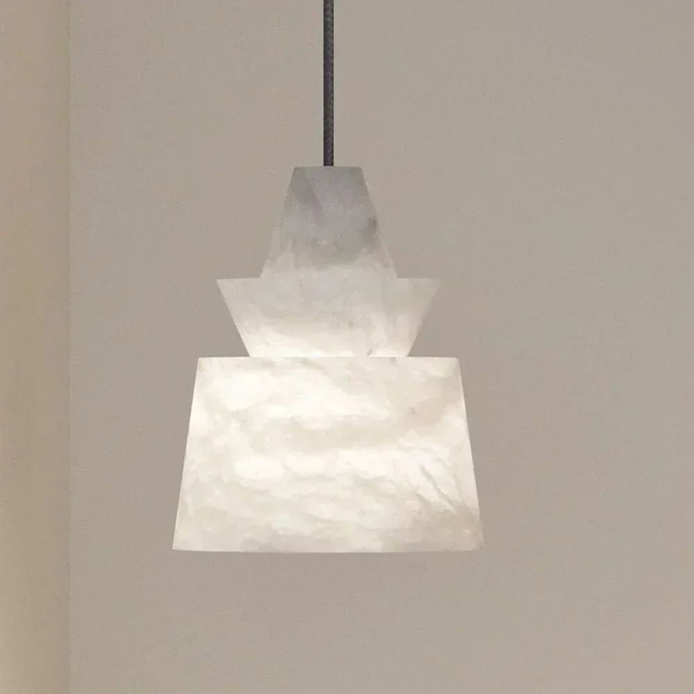 Tiered Geometric Pendant Light in alabaster for Kitchen Island by AUVIELIGHT