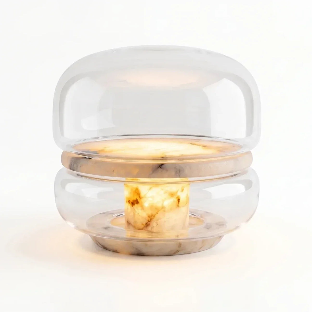 Tiered Bedside Lamp in alabaster for Bedroom by AUVIELIGHT, ∅ 10.2″ x H 10.2″ / Clear / AU plug and 7 other sizes