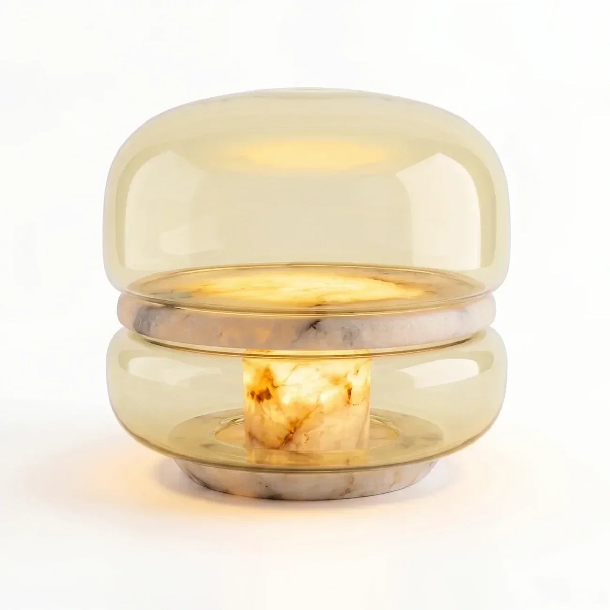 Tiered Bedside Lamp in alabaster for Bedroom by AUVIELIGHT, ∅ 10.2″ x H 10.2″ / Amber / AU plug and 7 other sizes