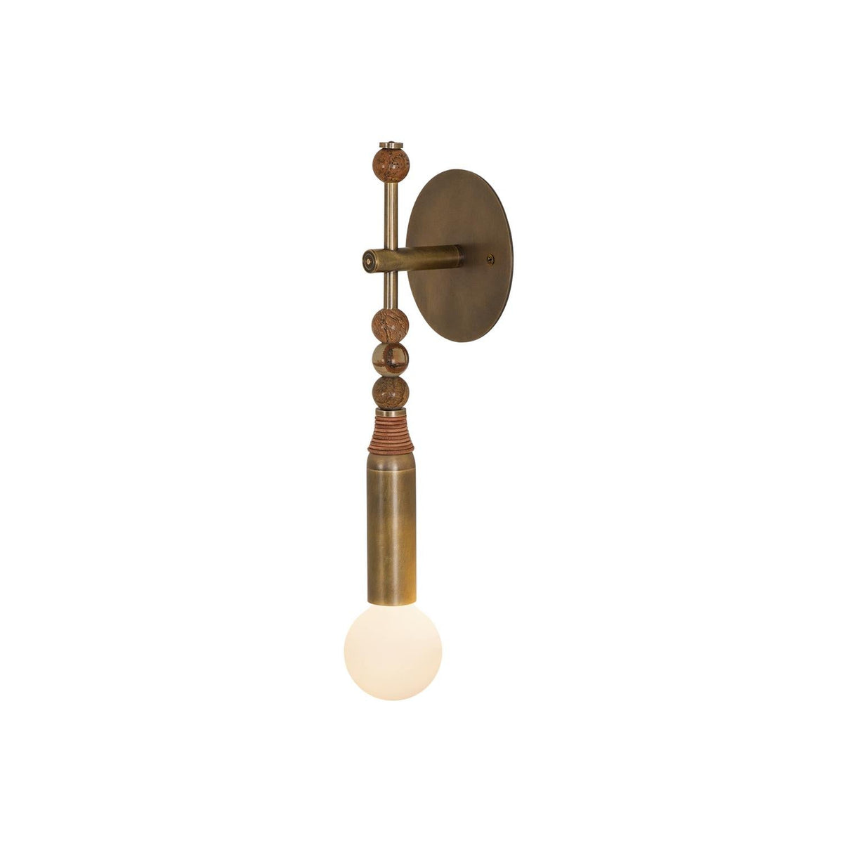 Toam Wall Light for Hallway by AUVIELIGHT, ∅ 5.9" × W 4.5" × H 18.9" / 15 × 11.5 × 48 cm / Antique Brass & Brown Marble