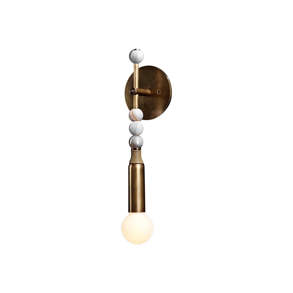 Toam Wall Light for Hallway by AUVIELIGHT, ∅ 5.9" × W 4.5" × H 18.9" / 15 × 11.5 × 48 cm / Antique Brass & White Marble