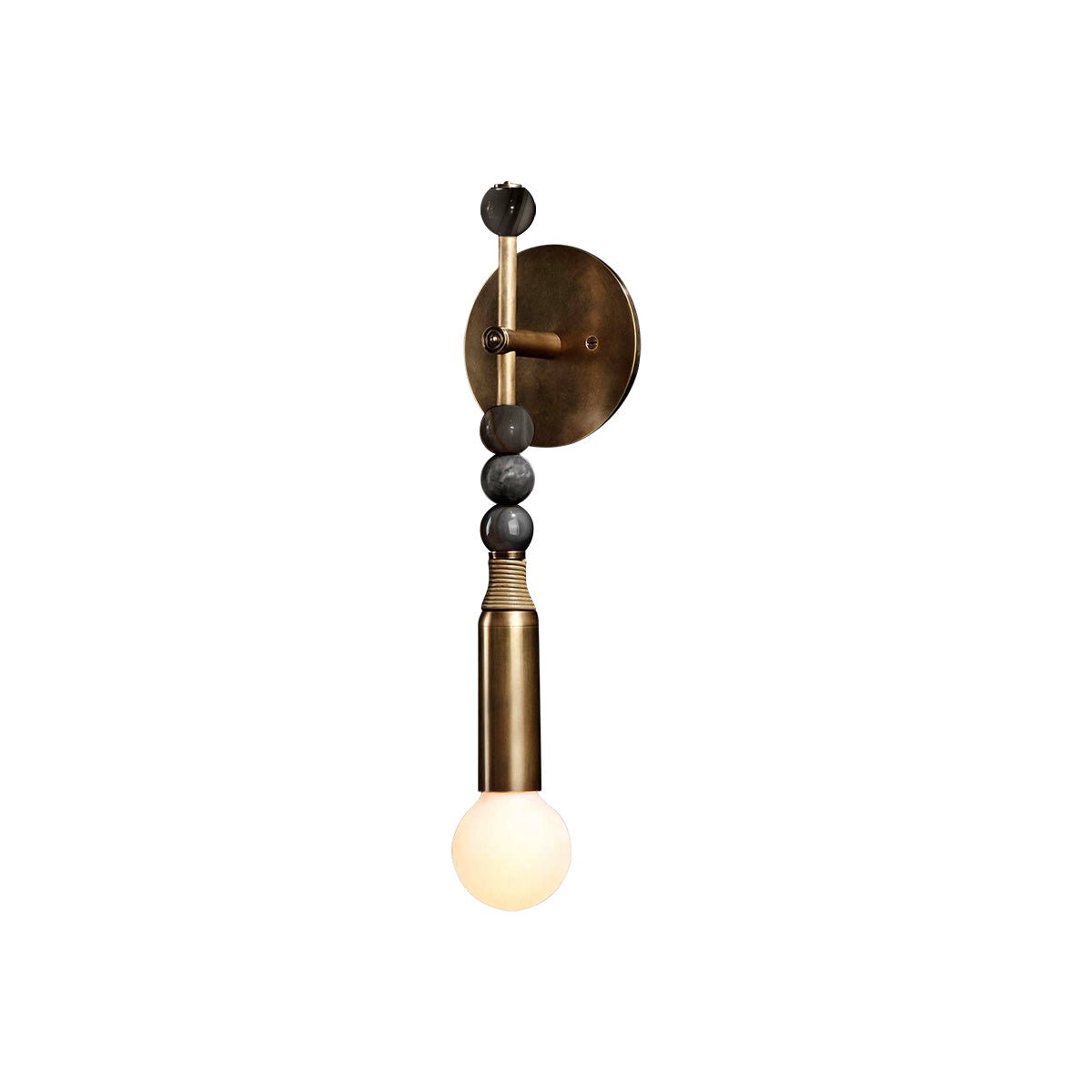 Toam Wall Light for Hallway by AUVIELIGHT, ∅ 5.9" × W 4.5" × H 18.9" / 15 × 11.5 × 48 cm / Antique Brass & Black Marble