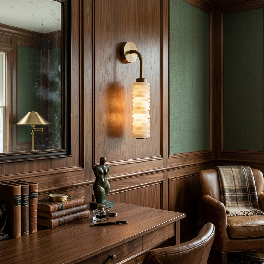 Totem Wall Light in alabaster for Hallway by AUVIELIGHT