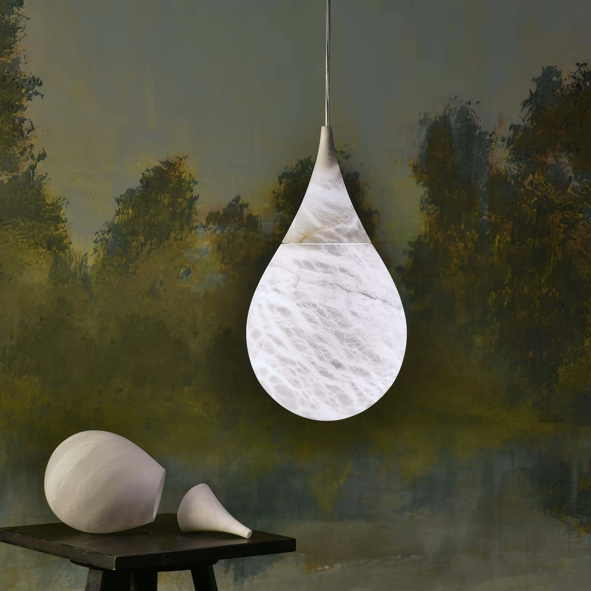 Tova Teardrop Pendant Light in alabaster for Kitchen Island by AUVIELIGHT