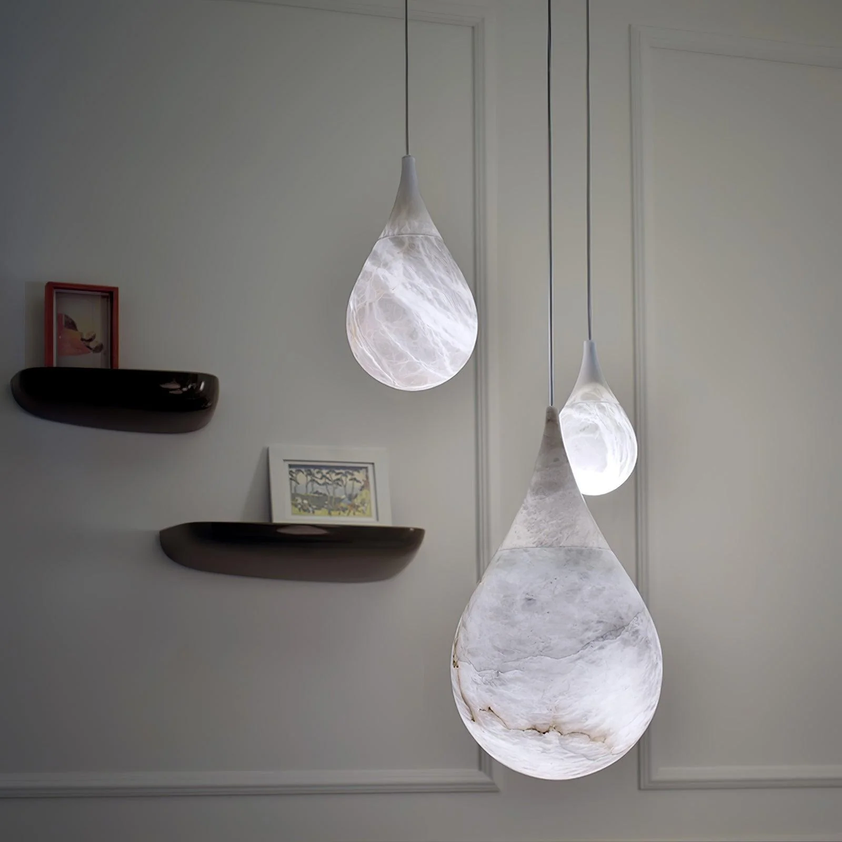 Tova Teardrop Pendant Light in alabaster for Kitchen Island by AUVIELIGHT