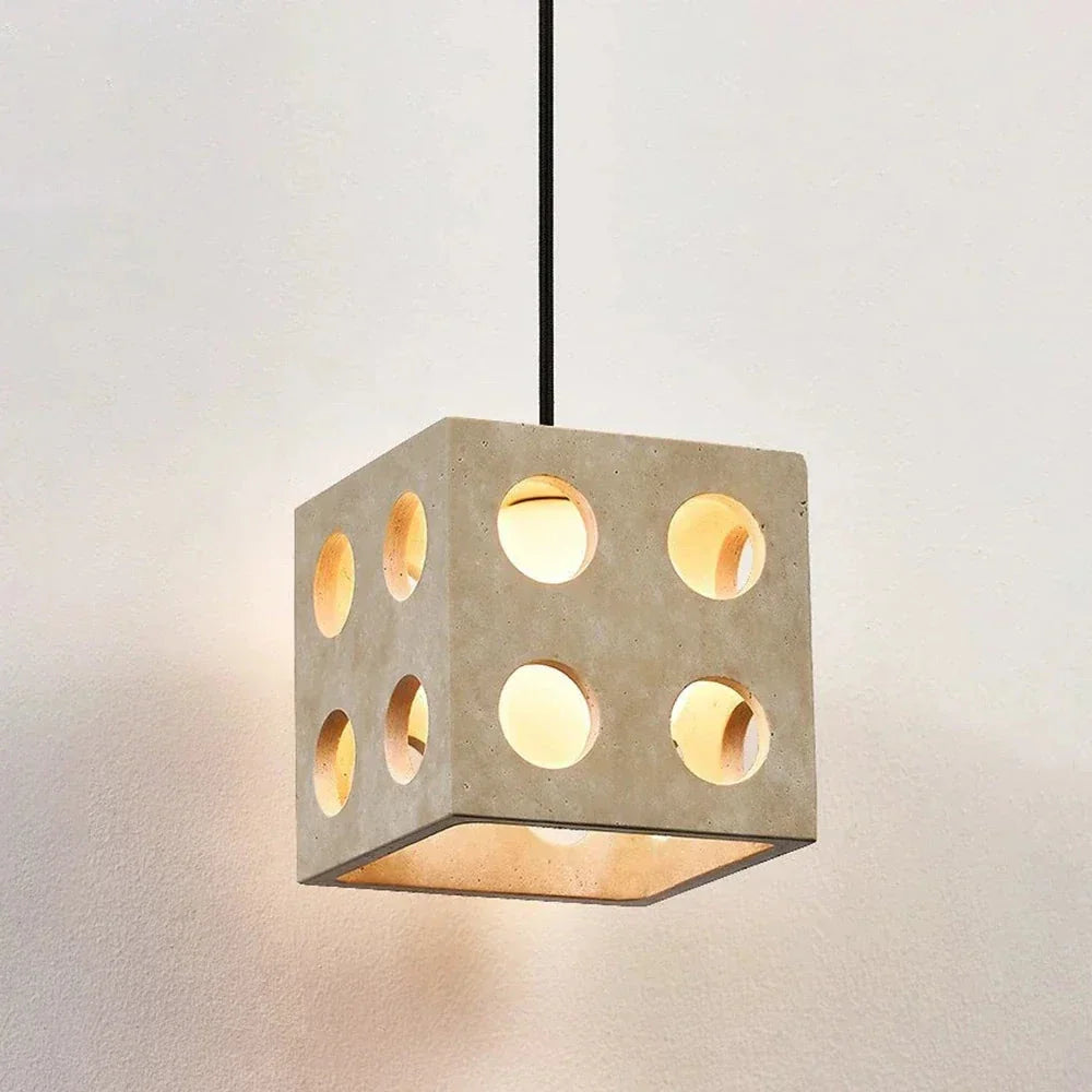 Cube Pendant Light in travertine for Kitchen Island by AUVIELIGHT