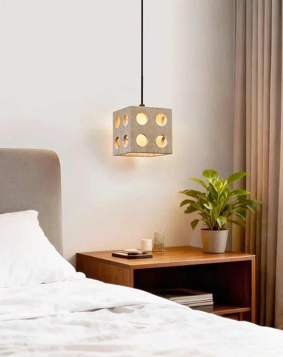 Cube Pendant Light in travertine for Kitchen Island by AUVIELIGHT