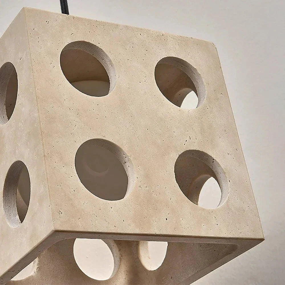 Cube Pendant Light in travertine for Kitchen Island by AUVIELIGHT