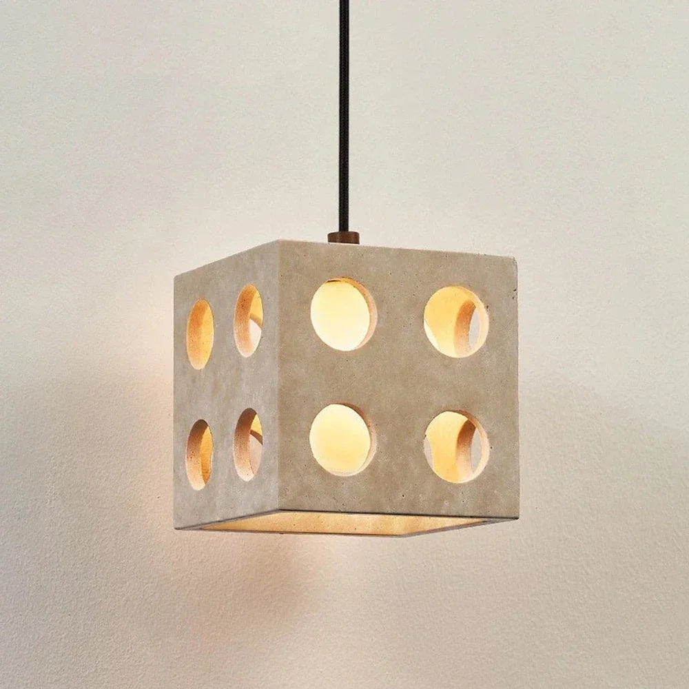 Cube Pendant Light in travertine for Kitchen Island by AUVIELIGHT