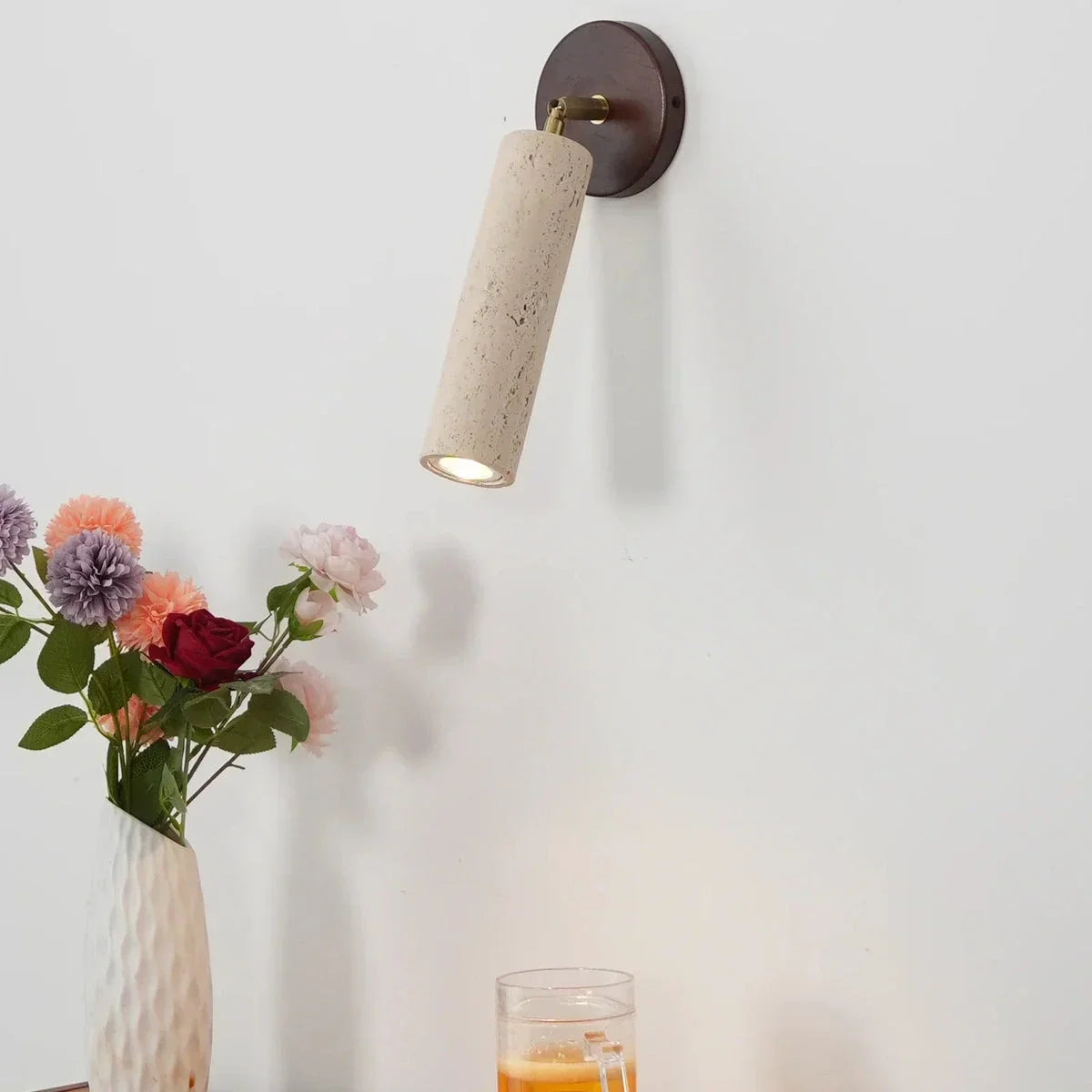 Mireille Wall Light in travertine for Hallway by AUVIELIGHT