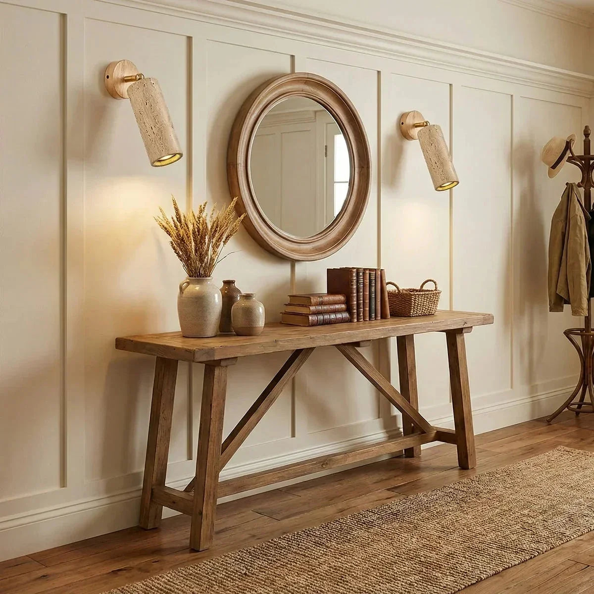 Mireille Wall Light in travertine for Hallway by AUVIELIGHT