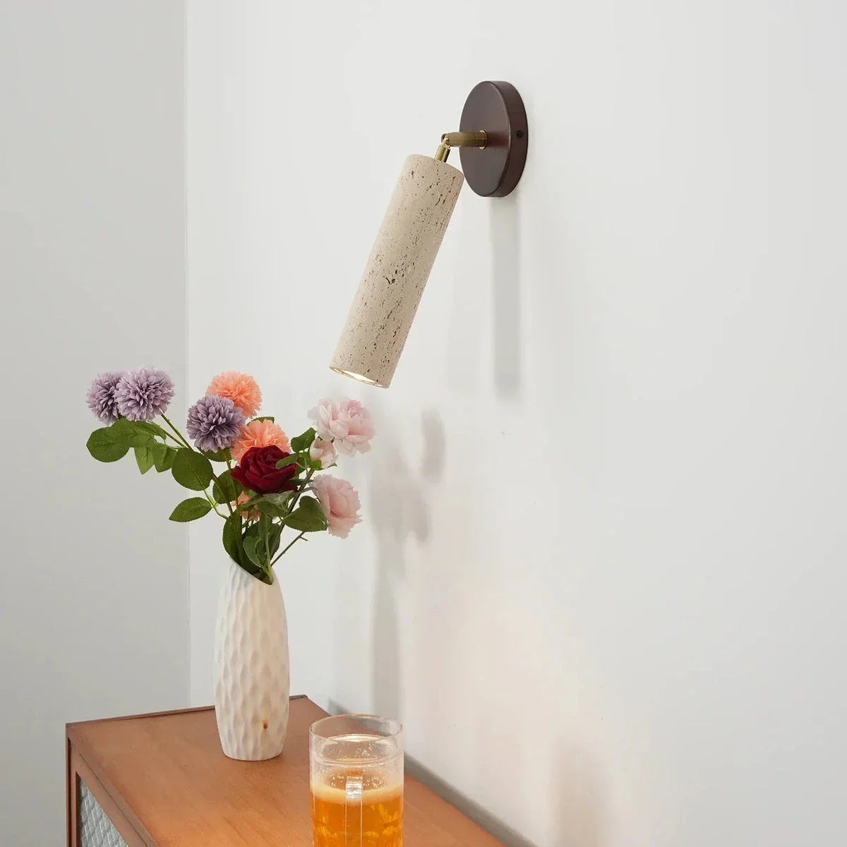 Mireille Wall Light in travertine for Hallway by AUVIELIGHT